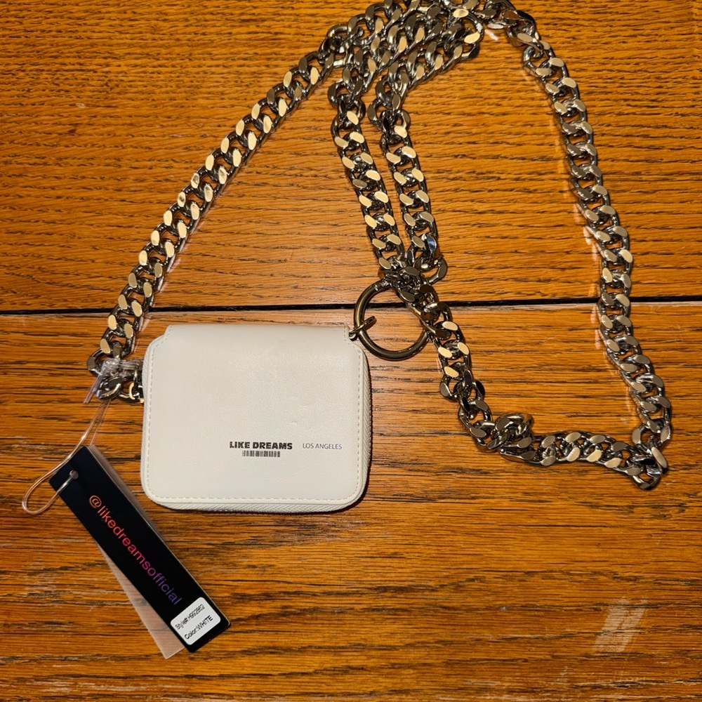 Like Dreams White Mini Crossbody Bag With Chunky Chain Link Shoulder Strap NWT